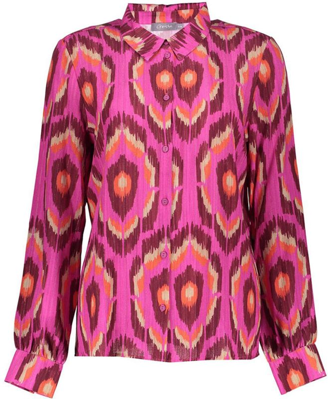 Geisha - Blouse - Pink/fuchsia - Met Grafische Print En Lurex - Dames