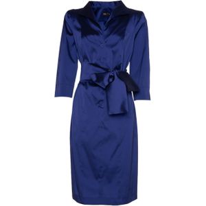 MOQ Dames jurk blauw (Maat: 36) - Effen - Halslijn: Revers,