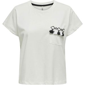 Only T-shirt ecru (Maat: XS) - Effen - Halslijn: Ronde hals,