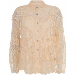 FARM Rio Blouse beige (Maat: S) - Halslijn: Polokraag,