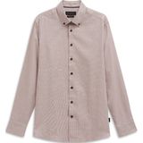 Bugatti - Overhemden - Grijs - Katoen - Shirt met Contrasterende Knopen