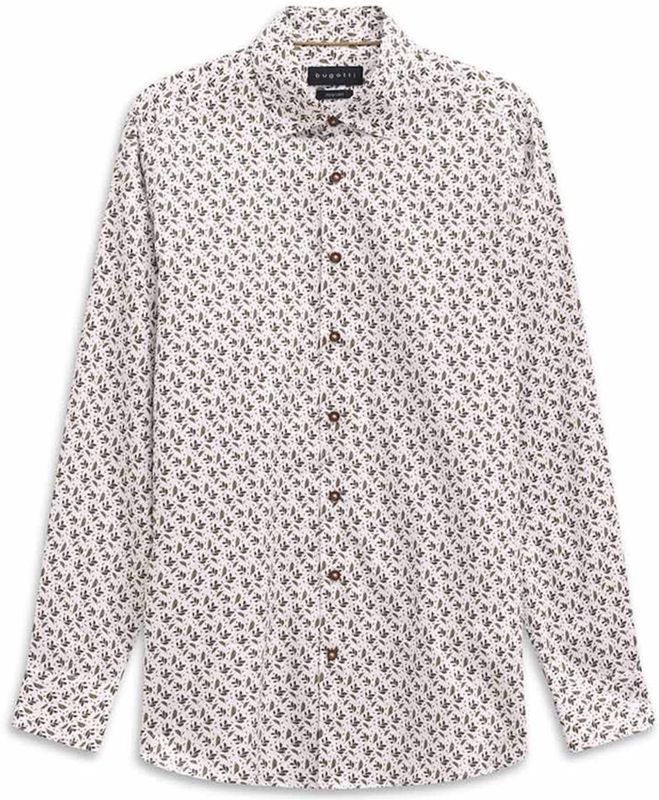 Bugatti - Overhemd - Wit - Modern Fit - Lange Mouwen - Katoen