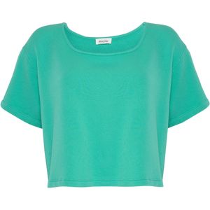 American Vintage T-shirt groen (Maat: M) - Effen - Halslijn: Ronde hals,