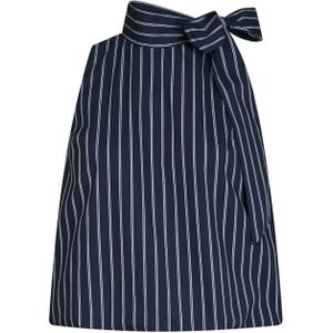 Neo Noir Dames top blauw (Maat: 36) - Streep - Halslijn: Opstaande kraag,