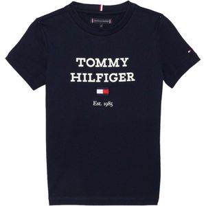 Tommy Hilfiger T-shirt blauw (Maat: 128) - Tekst - Halslijn: Ronde hals,