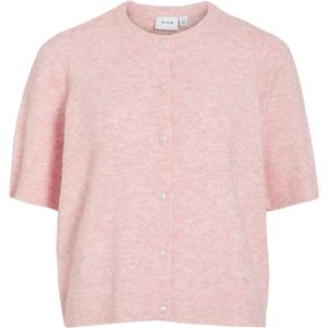 VILA - Gebreid Vest - Rosa - Wijde Pasvorm - Halve Mouw