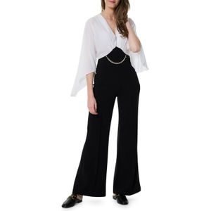 Rinascimento P-Tuta Palazzo Scuba jumpsuit zwart (Maat: XL) - Effen - Halslijn: V-hals,