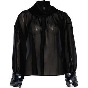 LUISA CERANO Dames top zwart (Maat: 36) - Effen - Halslijn: Col,