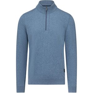 State of Art Heren trui met rits blauw (Maat: S) - Mélange - Halslijn: Opstaande kraag met rits,