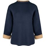 Bianca Dames trui blauw (Maat: 36) - Effen - Halslijn: Opstaande kraag,