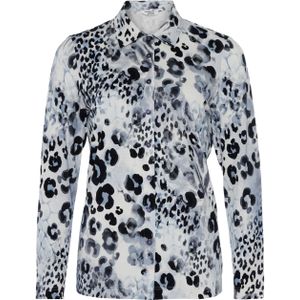 Sommermann Dames blouse blauw (Maat: 38) - Animal - Halslijn: Polokraag,