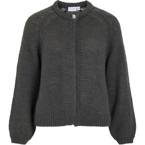 Vila Dames vest grijs (Maat: M) - Effen - Halslijn: Ronde hals,