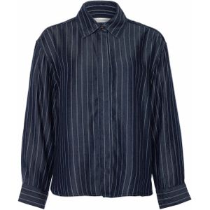 InWear Blouse blauw (Maat: 36) - Streep - Halslijn: Polokraag,