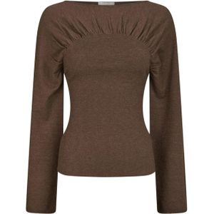 Neo Noir Dames trui bruin (Maat: 34) - Effen - Halslijn: Ronde hals,