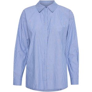My Essential Wardrobe Blouse blauw (Maat: 36) - Effen - Halslijn: Kraag,