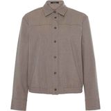 OPUS Dames blouse bruin (Maat: 34) - Halslijn: Polokraag,