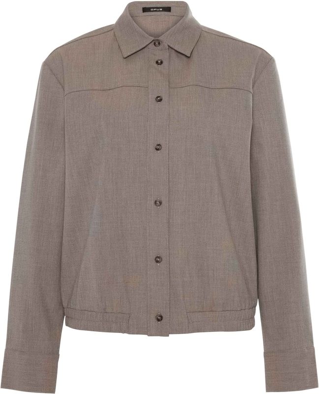 OPUS Dames blouse bruin (Maat: 34) - Halslijn: Polokraag,