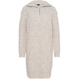 OPUS - Dames Jurk - Beige - Mélange - Halslijn Opstaande Kraag met Rits