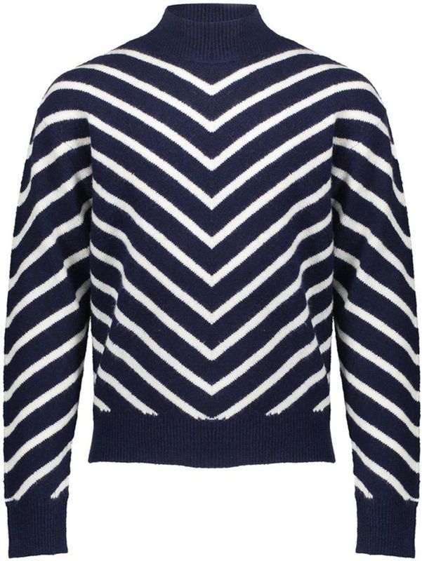 Geisha - Trui - Blauw - Streep - Opstaande Kraag