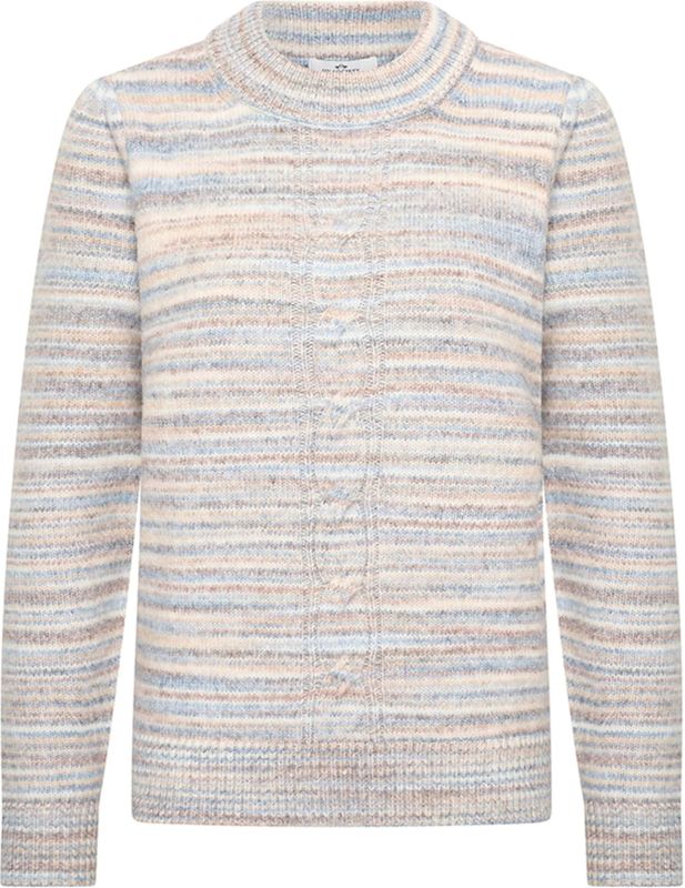 HV Society Dames trui beige (Maat: 36) - Streep - Halslijn: Opstaande kraag,