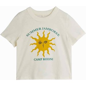 Mini Rodini T-shirt  ecru (Maat: 128) - TekstFotoprint - Halslijn: Ronde hals,