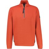 Lerros Heren trui met rits rood (Maat: M) - Effen - Halslijn: Opstaande kraag met rits,