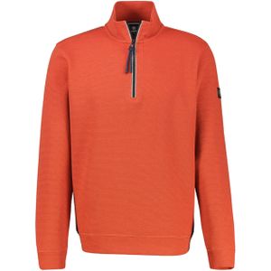 Lerros Heren trui met rits rood (Maat: M) - Effen - Halslijn: Opstaande kraag met rits,