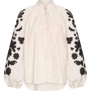 Aimée the Label Blouse ecru (Maat: S) - Effen - Halslijn: Ronde hals,