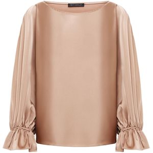 Betty Barclay Dames blouse beige (Maat: 36) - Effen - Halslijn: Boothals,