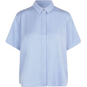 Samsøe Samsøe Blouse blauw (Maat: L) - Effen - Halslijn: Kraag,