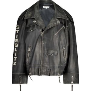 Stieglitz Leren jack zwart (Maat: XXS) - TekstFotoprint