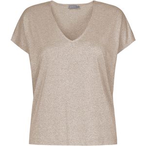 No man's land T-shirt goud (Maat: S) - Glitter - Halslijn: V-hals,
