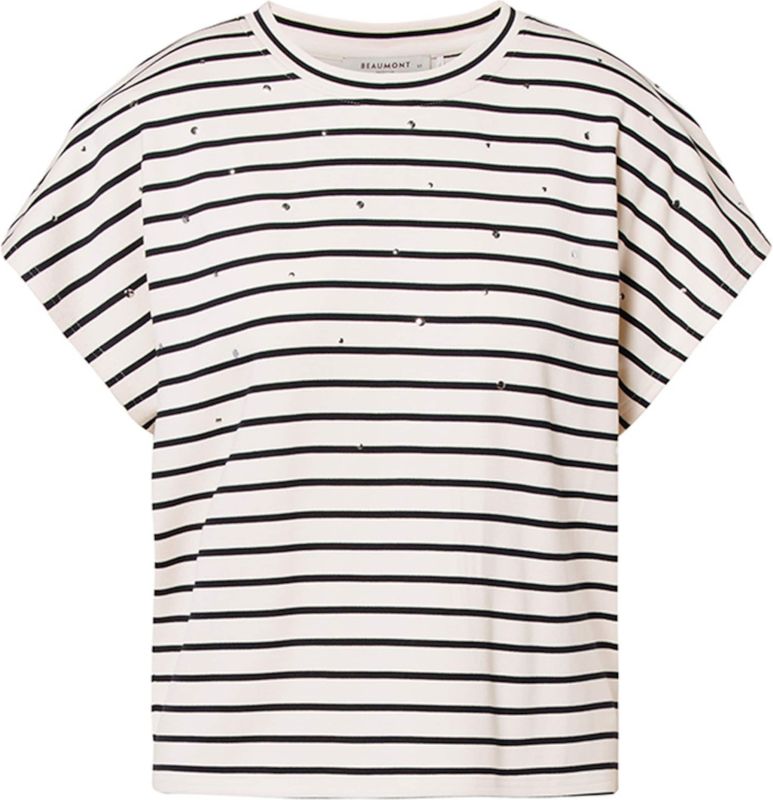 Beaumont - Frances Top - Cream - Korte Vleermuismouw - Ronde Hals