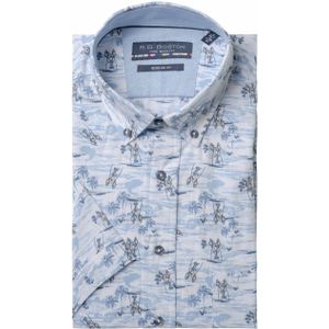 R.B.Boston Overhemd korte mouw blauw (Maat: 3XL)