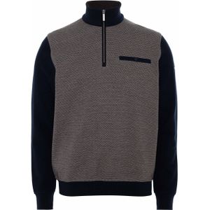 Bugatti Trui blauw (Maat: M) - Halslijn: Opstaande kraag met rits,