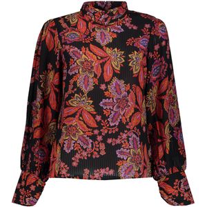 Geisha Blouse zwart (Maat: L) - Halslijn: Opstaande kraag,