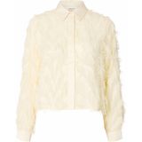 Gestructureerde Blouse - Cropped - Glanzend Satijn - Met Veren