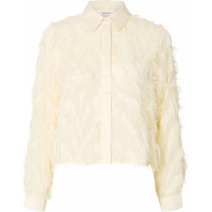 Gestructureerde Blouse - Cropped - Glanzend Satijn - Met Veren