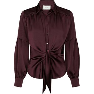 Neo Noir Dames blouse bordeaux (Maat: 34) - Effen - Halslijn: Polokraag,