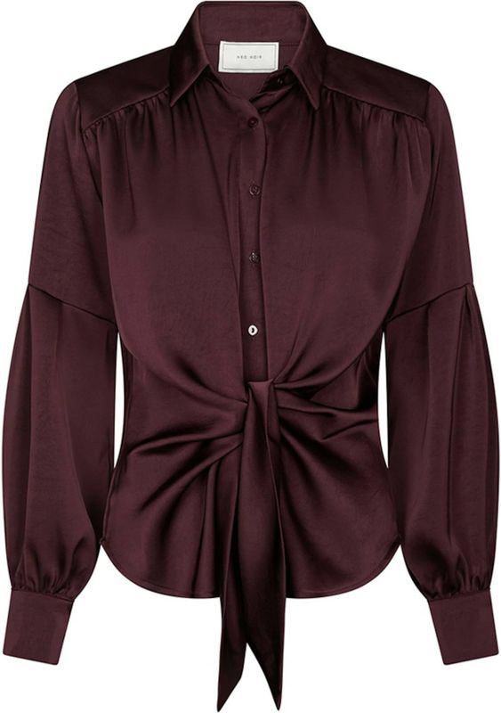 Neo Noir Dames blouse bordeaux (Maat: 34) - Effen - Halslijn: Kraag,