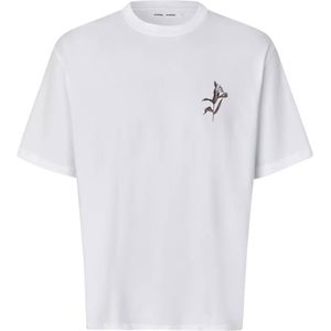 Samsøe Samsøe T-shirt wit (Maat: M) - TekstFotoprint - Halslijn: Ronde hals,
