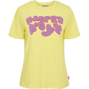 Harper & Yve T-shirt geel (Maat: L) - Tekst - Halslijn: Ronde hals,