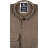 Giordano - Overhemd - Donkerbruin - Melange - Lange Mouw - Button-Down Kraag