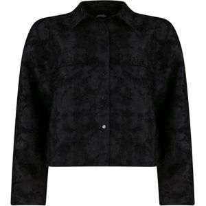 Poools Dames blouse zwart (Maat: 36) - Effen - Halslijn: Polokraag,