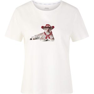 Marc Cain Dames t-shirt ecru (Maat: 38) - Halslijn: Ronde hals,