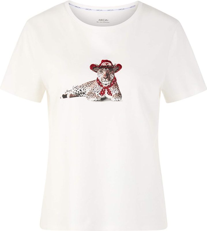 Marc Cain Dames t-shirt ecru (Maat: 38) - Halslijn: Ronde hals,