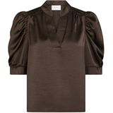 Neo Noir - Roella Hearvy Blouse - Donkerbruin - 97% Polyester, 3% Elastaan