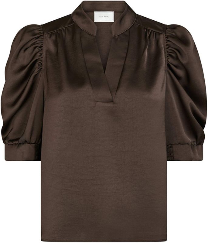 Neo Noir - Roella Hearvy Blouse - Donkerbruin - 97% Polyester, 3% Elastaan