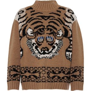 Semicouture Trui beige (Maat: L) - Halslijn: Opstaande kraag,