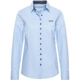 HV Society Dames blouse blauw (Maat: 36) - Effen - Halslijn: Polokraag,